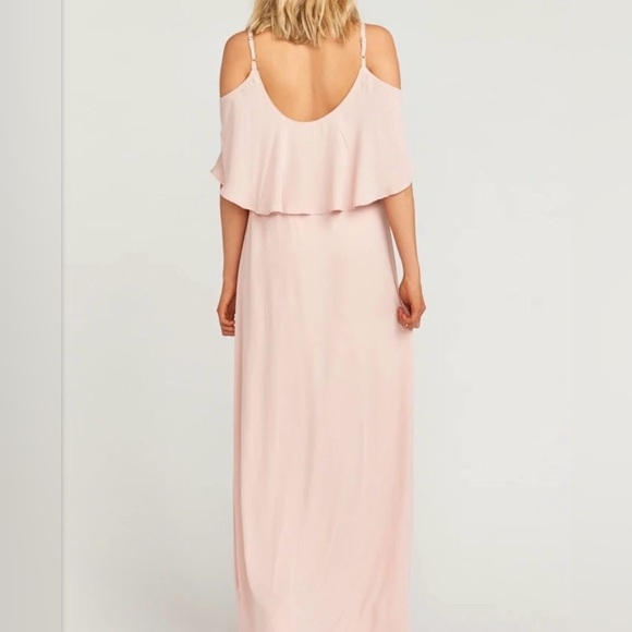 Show Me Your Mumu Caitlin Ruffle Maxi Dress in Dusty Blush Crisp Color NEW Small - Picture 3 of 4